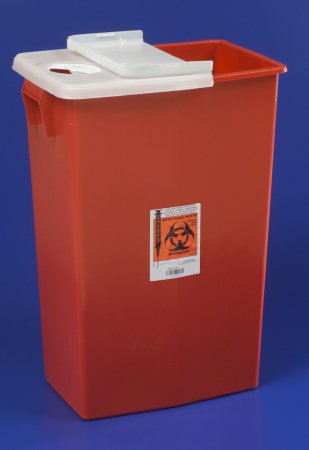 Cardinal Sharps Container SharpSafety™ 26 H X 18-1/4 W X 12-3/4 D Inch 18 Gallon Red Base / White Lid Horizontal Entry Hinged Lid - M-187921-3871 - Case of 5