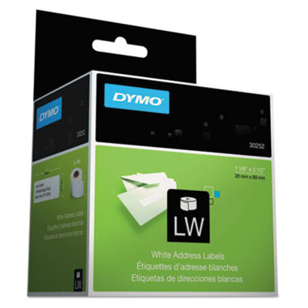 Dymo® LabelWriter Address Labels, 1.12" x 3.5", White, 350 Labels/Roll, 2 Rolls/Pack