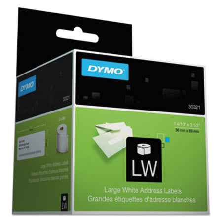Dymo® LabelWriter Address Labels, 1.4" x 3.5", White, 260 Labels/Roll, 2 Rolls/Pack