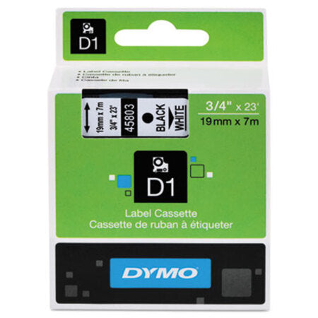 Dymo® D1 High-Performance Polyester Removable Label Tape, 0.75" x 23 ft, Black on White