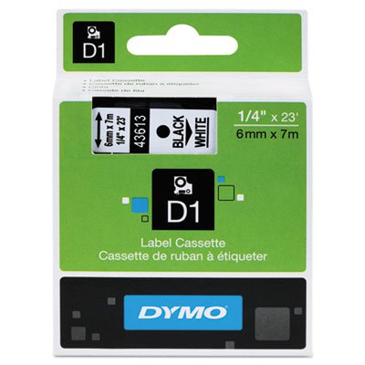 Dymo® D1 High-Performance Polyester Removable Label Tape, 0.25" x 23 ft, Black on White