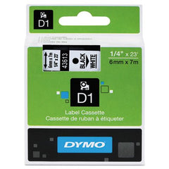 Dymo® D1 High-Performance Polyester Removable Label Tape, 0.25" x 23 ft, Black on White