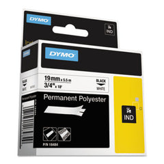 Dymo® Rhino Permanent Poly Industrial Label Tape, 0.75" x 18 ft, White/Black Print