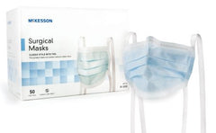 Surgical Mask McKesson Pleated Tie Closure One Size Fits Most Blue NonSterile ASTM Level 1