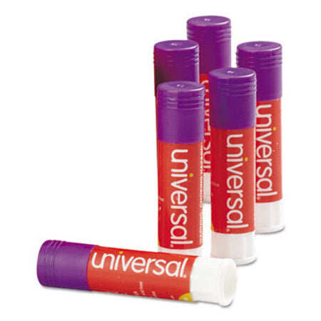 Universal® Glue Stick, 0.28 oz, Applies Purple, Dries Clear, 12/Pack