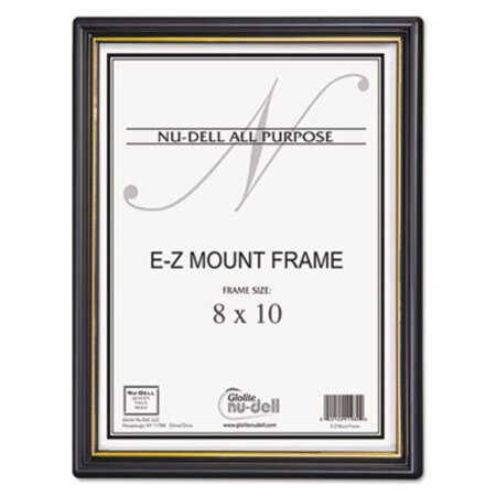 NuDell™ EZ Mount Document Frame with Trim Accent and Plastic Face, Plastic, 8 x 10, Black/Gold
