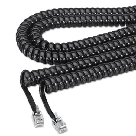 Softalk® Coiled Phone Cord, Plug/Plug, 25 ft., Black