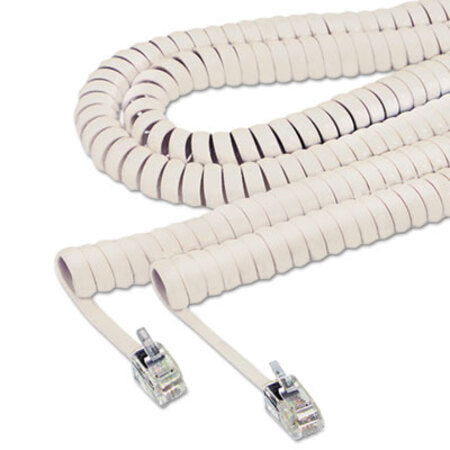Softalk® Coiled Phone Cord, Plug/Plug, 25 ft., Ivory