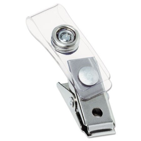 Swingline® GBC® Badge Clips w/Plastic Straps, 0.5" x 1.5", Silver, 100/Box