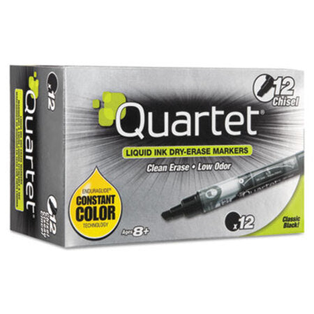 Quartet® EnduraGlide Dry Erase Marker, Broad Chisel Tip, Black, Dozen