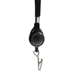 Advantus Lanyards with Retractable ID Reels, Clip Style, 34" Long, Black, 12/Carton