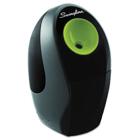 Swingline® Compact Electric Pencil Sharpener, AC/Battery-Powered, 3.25" x 4.4" x 5.5", Graphite/Green