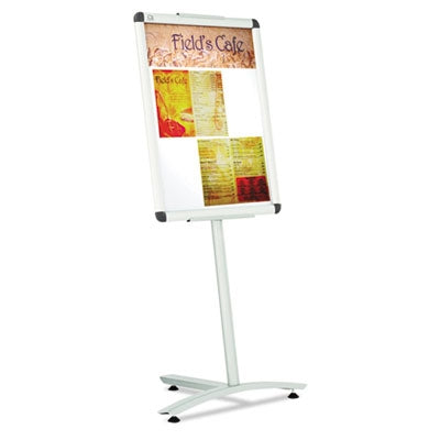 Quartet® Improv Lobby Clip-Frame Pedestal Sign, 18 x 24 Frame, 54" High, Aluminum