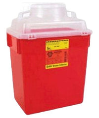 Becton Dickinson Sharps Container BD™ 17-1/2 H X 12-4/5 W X 8-4/5 D Inch 6 Gallon Red Base / Clear Lid Vertical Entry Hinged Snap On Lid - M-190342-3984 - Case of 12