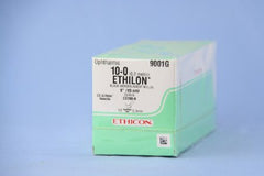 Suture with Needle Ethilon Nonabsorbable Uncoated Black Suture Monofilament Nylon Size 10 - 0 6 Inch Suture Double-Armed 5.5 mm Length 1/2 Circle Spatula Needle