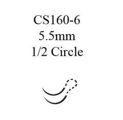 J & J Healthcare Systems Suture with Needle Ethilon™ Nonabsorbable Uncoated Black Suture Monofilament Nylon Size 10 - 0 12 Inch Suture Double-Armed 5.5 mm Length 1/2 Circle Spatula Needle
