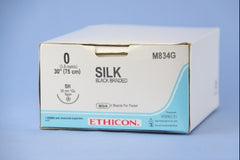 J & J Healthcare Systems Suture with Needle Perma-Hand™ Nonabsorbable Coated Black Suture Braided Silk Size 0 30 Inch Suture 1-Needle 26 mm Length 1/2 Circle Taper Point Needle