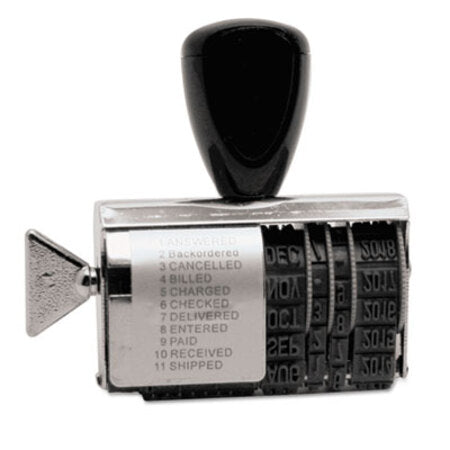 Identity Group Rubber 11-Message Dial-A-Phrase Stamp, Dater, Conventional, 2 x 0.38
