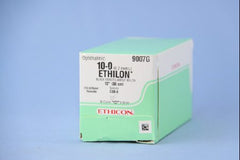 Suture with Needle Ethilon Nonabsorbable Uncoated Black Suture Monofilament Nylon Size 10 - 0 12 Inch Suture Double-Armed 5 mm Length Bi-Curve Spatula Needle