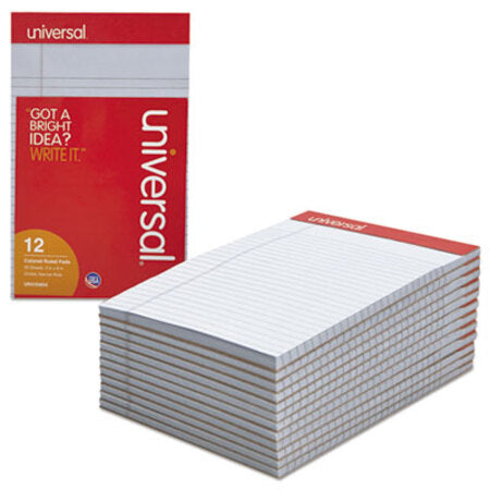 Universal® Colored Perforated Writing Pads, Narrow Rule, 5 x 8, Orchid, 50 Sheets, Dozen