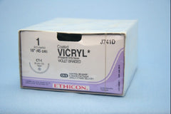 J & J Healthcare Systems Suture with Needle Coated Vicryl™ Absorbable Coated Violet Suture Braided Polyglactin 910 Size 1 18 Inch Suture 1-Needle 36 mm Length 1/2 Circle Taper Point Needle