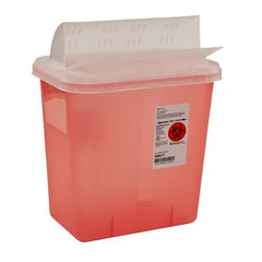 Cardinal Sharps Container SharpSafety™ 10 H X 10-1/2 W X 7-1/4 D Inch 2 Gallon Translucent Red Base/ Translucent Lid Horizontal Entry Flap Lid - M-191568-4984 - Case of 20