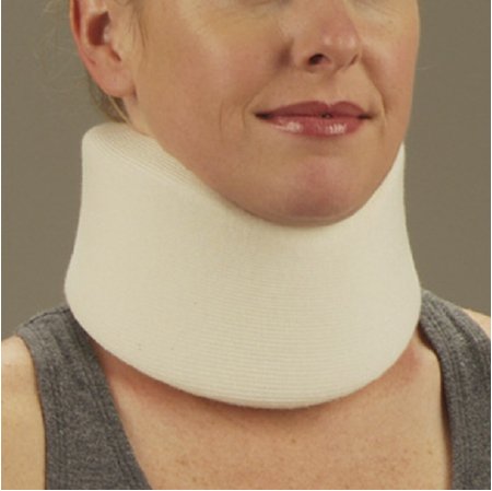 DeRoyal Cervical Collar DeRoyal® Low Contoured / Medium Density Adult One Size Fits Most One-Piece 2-1/2 Inch Height 22 Inch Length