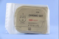 Suture with Needle Absorbable Uncoated Undyed Suture Chromic Gut Size 1 27 Inch Suture 1-Needle 36.4 mm Length 1/2 Circle Taper Point Needle