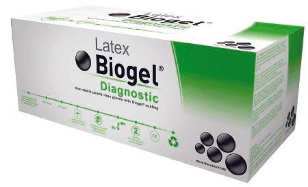 Molnlycke Exam Glove Biogel® Diagnostic™ Size 8 NonSterile Latex Extended Cuff Length Micro-Textured Straw Not Chemo Approved - M-192305-1344 - Box of 25