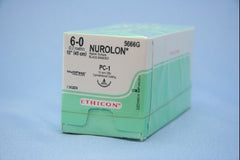 Suture with Needle Nurolon Nonabsorbable Coated Black Suture Braided Nylon Size 6 - 0 18 Inch Suture 1-Needle 13 mm Length 3/8 Circle Precision Cosmetic - Conventional Cutting PRIME Needle