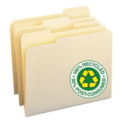 Smead® 100% Recycled Manila Top Tab File Folders, 1/3-Cut Tabs, Letter Size, 100/Box