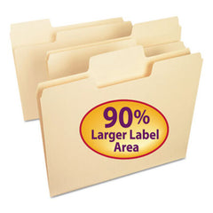 Smead® SuperTab Top Tab File Folders, 1/3-Cut Tabs, Letter Size, 11 pt. Manila, 100/Box