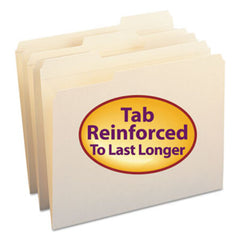 Smead® Reinforced Tab Manila File Folders, 1/3-Cut Tabs, Letter Size, 11 pt. Manila, 100/Box