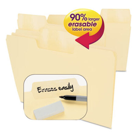 Smead® Erasable SuperTab File Folders, 1/3-Cut Tabs, Letter Size, Manila, 24/Pack