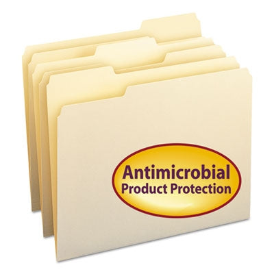 Smead® Top Tab File Folders with Antimicrobial Product Protection, 1/3-Cut Tabs, Letter Size, Manila, 100/Box