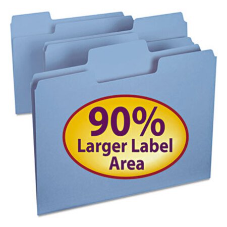 Smead® SuperTab Colored File Folders, 1/3-Cut Tabs, Letter Size, 11 pt. Stock, Blue, 100/Box