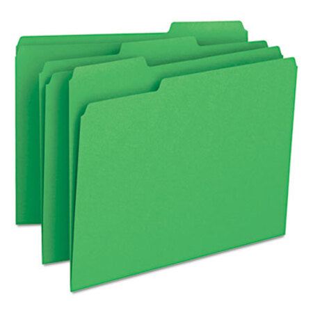 Smead® Colored File Folders, 1/3-Cut Tabs, Letter Size, Green, 100/Box