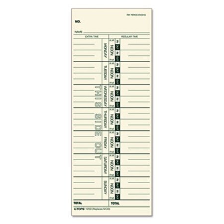 TOPS™ Time Card for Acroprint/IBM/Lathem/Simplex, Weekly, 3 1/2 x 9, 500/Box