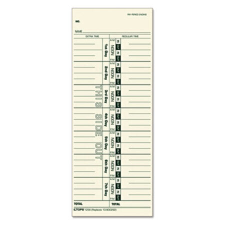 TOPS™ Acroprint/Cincinnati/Lathem/Simplex/Stromberg Time Card 3 1/2 x 9, 500/Box