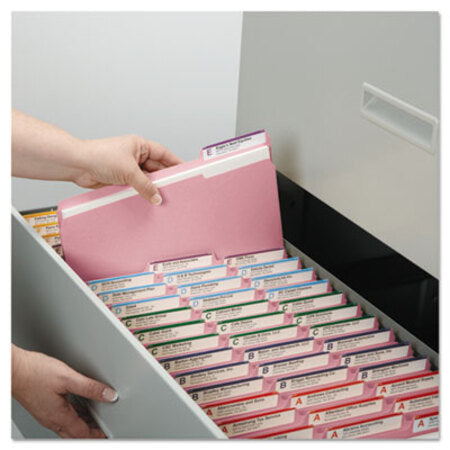 Smead® Colored File Folders, 1/3-Cut Tabs, Letter Size, Pink, 100/Box