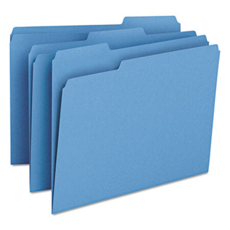 Smead® Colored File Folders, 1/3-Cut Tabs, Letter Size, Blue, 100/Box