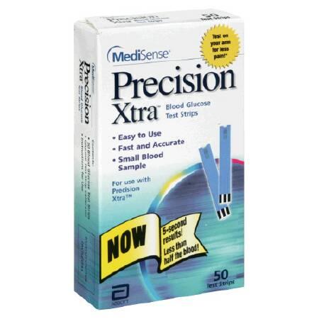 Abbott Blood Glucose Test Strips Precision Xtra® 50 Strips per Box , 1 Code Strip 0.6 Microliter Sample Size , 5 Second Test Time For Precision Xtra® Systems