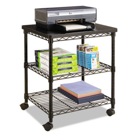 Safco® Desk Side Wire Machine Stand, Three-Shelf, 24w x 20d x 27h, Black
