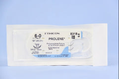 Suture with Needle Prolene Nonabsorbable Uncoated Blue Suture Monofilament Polypropylene Suture Size 6 - 0 18 Inch Suture Double-Armed 12 mm Length 3/8 Circle Taper Point Needle
