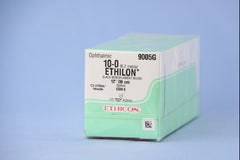 Suture with Needle Ethilon Nonabsorbable Uncoated Black Suture Monofilament Nylon Size 10 - 0 12 Inch Suture Double-Armed 5 mm Length 1/2 Circle Spatula Needle