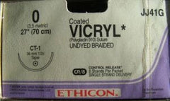 J & J Healthcare Systems Suture with Needle Coated Vicryl™ Absorbable Coated Undyed Suture Braided Polyglactin 910 Size 0 27 Inch Suture 1-Needle 36 mm Length 1/2 Circle Taper Point Needle