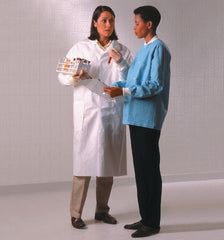 O&M Halyard Inc Lab Coat White Large Knee Length Disposable
