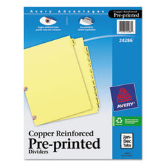 Avery® Preprinted Laminated Tab Dividers w/Copper Reinforced Holes, 12-Tab, Letter