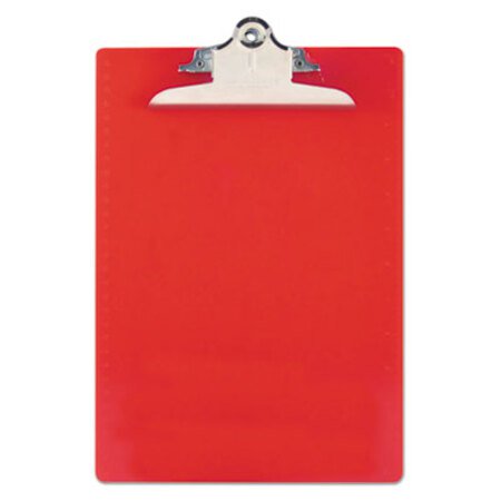 Saunders Recycled Plastic Clipboard with Ruler Edge, 1" Clip Cap, 8 1/2 x 12 Sheets, Red