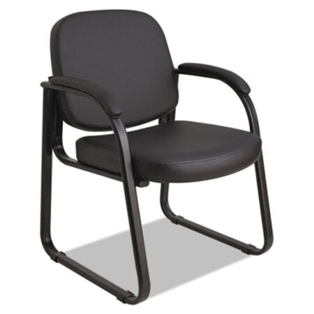 Alera® Alera Genaro Series Half-Back Sled Base Guest Chair, 24.63" x 26.63" x 34", Black Seat/Black Back, Black Base